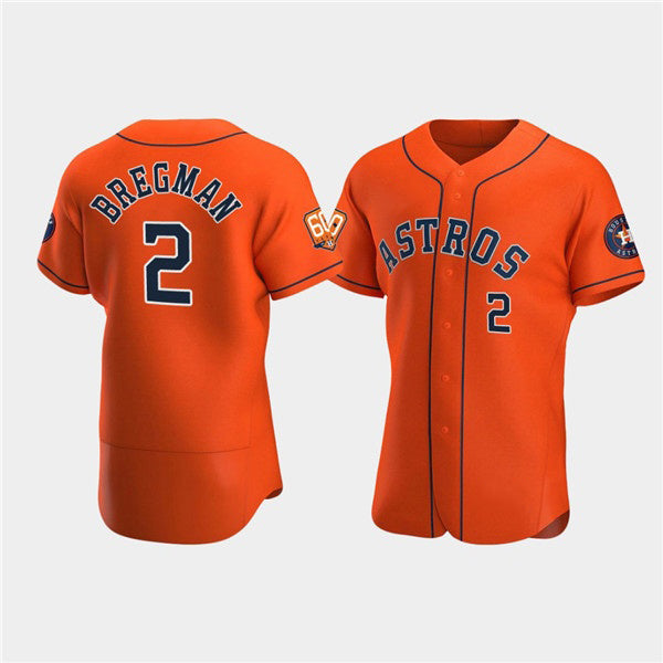 Houston Astros #2 Jose Altuve Orange Puhics 60th Anniversary Flex Base Stitched Jersey