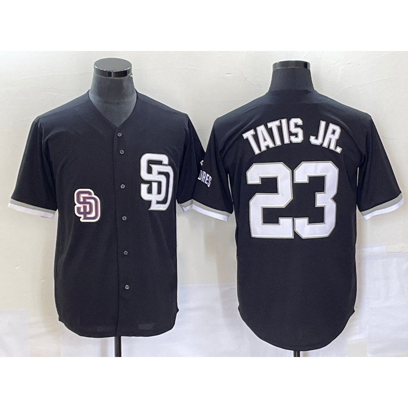 San Diego Padres #23 Fernando Tatis Jr Black Puhics 2023 Cool Base Stitched Jersey