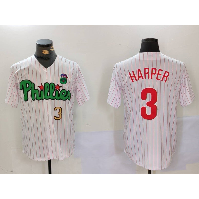 Philadelphia Phillies #3 Bryce Harper White Green Puhics Cool Base Stitched Jerseys