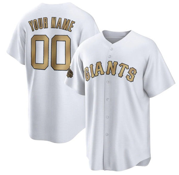 Custom San Francisco Giants Active Player White Puhics 2022 All-Star Cool Base Stitched Jersey