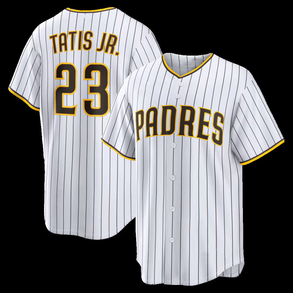 San Diego Padres #23 Fernando Tatis Jr. White Puhics Home Replica Player Jersey