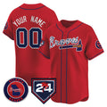 Custom Atlanta Braves Red Puhics 2024 Spring Training Patch Limited Stitched Jersey