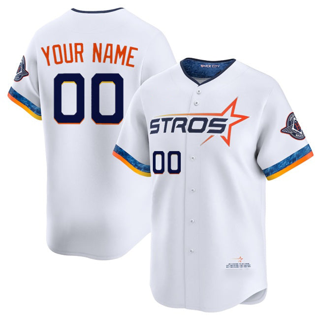 Custom Houston Astros Active Player White Puhics 2025 City Connect Limited Stitched Jersey