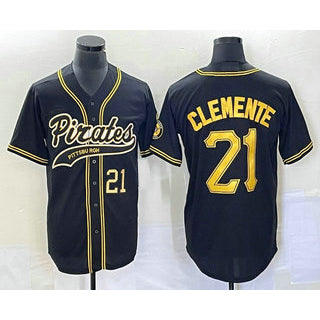 ittsburgh Pirates #21 Roberto Clemente Number Black Puhics Cool Base Stitched Jersey