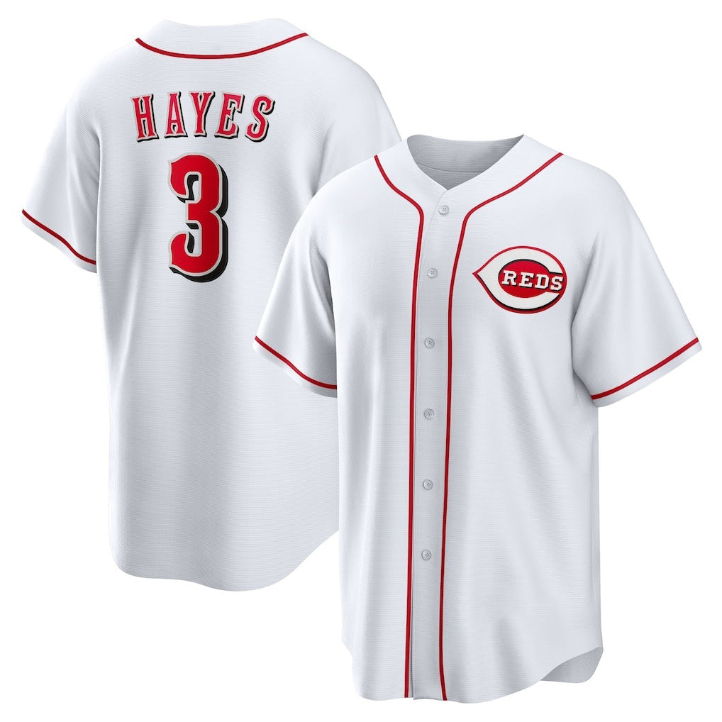 Cincinnati Reds #3 Ke'Bryan Hayes White Puhics Home Replica Jersey