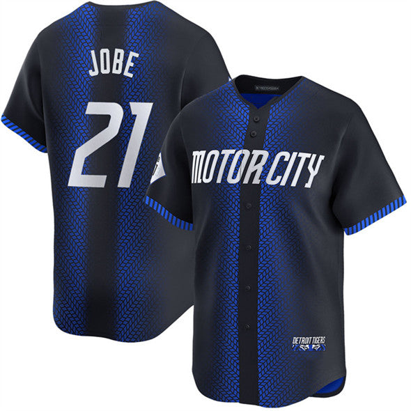 Detroit Tigers #21 Jackson Jobe Navy Puhics City Connect Cool Base Stitched Jersey