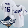 Los Angeles Dodgers #16 Will Smith White Puhics 2025 World Series Home Limited Stitched Jersey