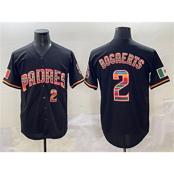San Diego Padres #2 Xander Bogaerts Black Puhics Mexico Cool Base Stitched Jersey