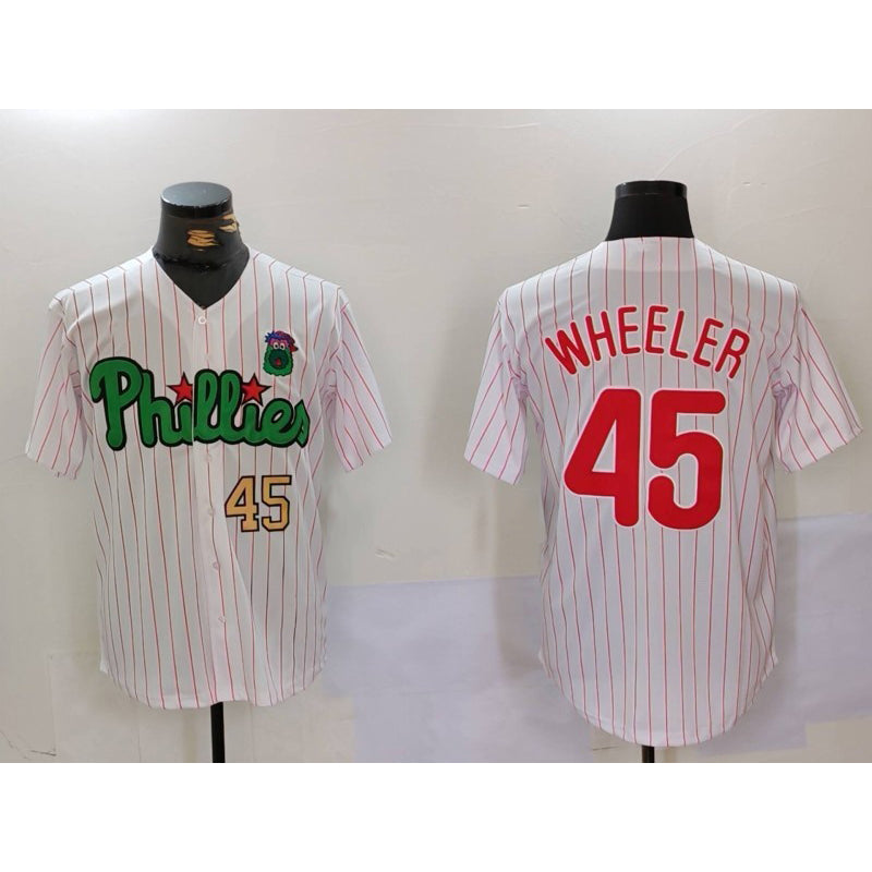 Philadelphia Phillies #45 Zack Wheeler White Green Puhics Cool Base Stitched Jerseys