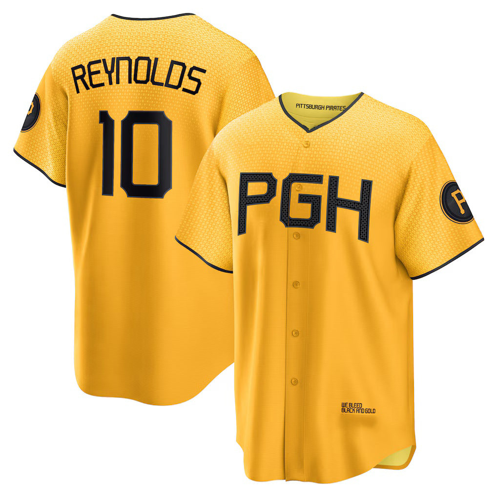 Pittsburgh Pirates #10 Bryan Reynolds Gold Puhics City Connect Replica Player Jersey