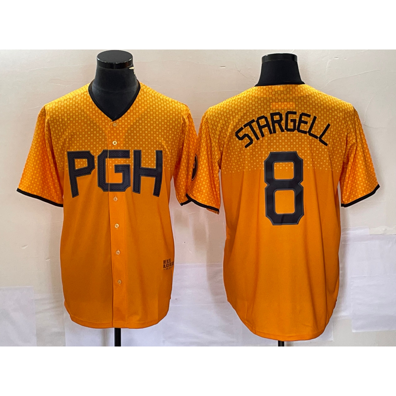 Pittsburgh Pirates #8 Willie Stargell Gold Puhics 2023 City Connect Stitched Jersey