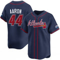 Atlanta Braves #44 Hank Aaron Navy Puhics 2025 Speedway Classic Alternate Limited Stitched Jersey