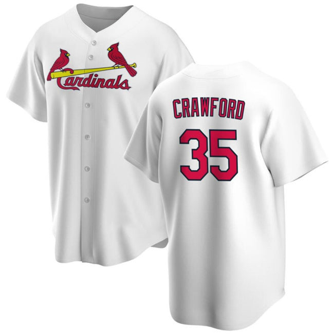 St. Louis Cardinals #35 Brandon Crawford White Puhics Cool Base Stitched Jersey
