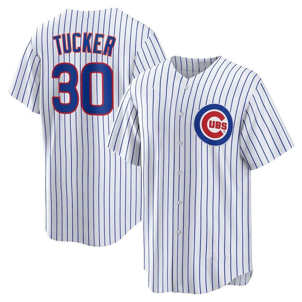 Chicago Cubs #30 Kyle Tucker White Puhics Home Replica Player Jersey