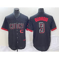 Cincinnati Reds #9 Joe Burrow Black Puhics 2023 City Connect Cool Base Stitched Jersey