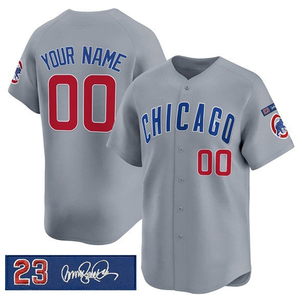 Custom Chicago Cubs Active Player Gray Puhics 'Ryne Sandberg Tribute' Vapor Limited V3 Stitched Jersey