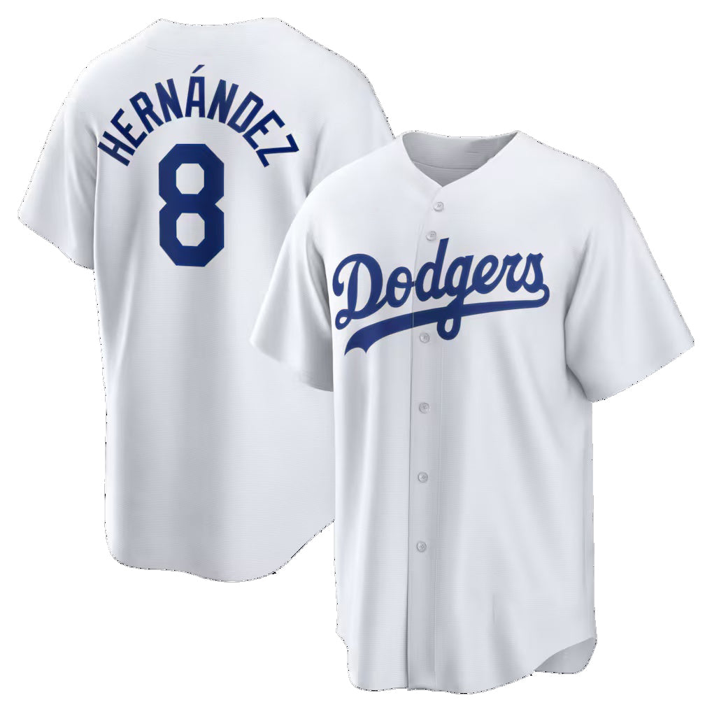 Los Angeles Dodgers #8 Enrique Hern¨¢ndez White Puhics Home Replica Jersey