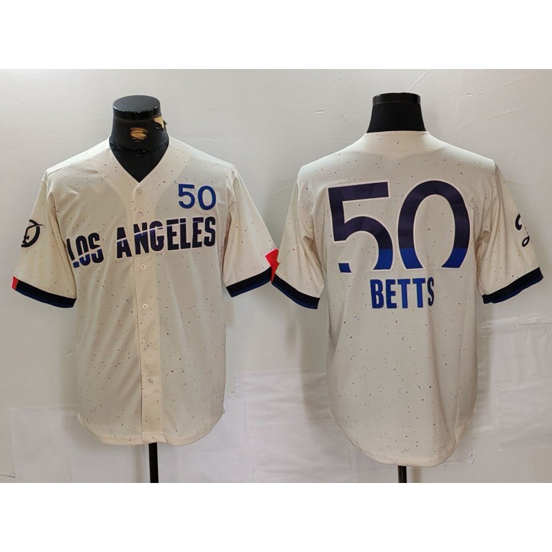 Brooklyn Dodgers #50 Mookie Betts Cream Puhics 2024 City Connect Limited Stitched Jersey