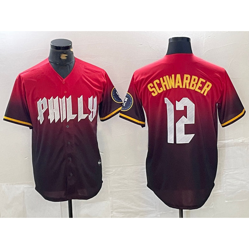 Philadelphia Phillies #12 Kyle Schwarber Red Puhics 2024 City Cool Base Jersey