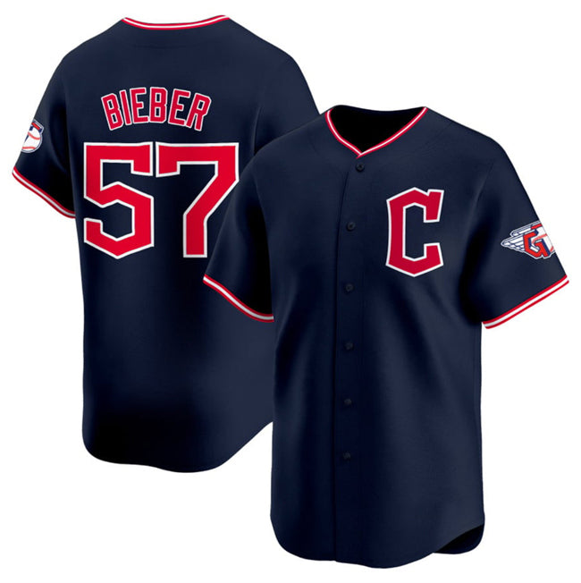 Cleveland Guardians #57 Shane Bieber Navy Puhics 2025 Alternate Limited Stitched Jersey