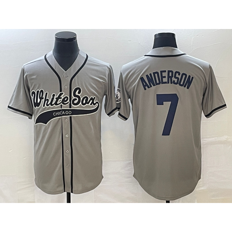 Chicago White Sox #7 Tim Anderson Grey Puhics Cool Base Stitched Jersey 2