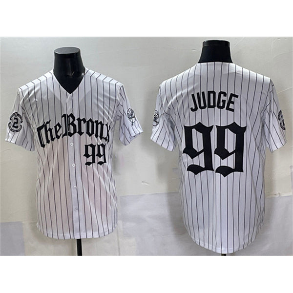 New York Yankees #99 Aaron Judge White Puhics Fashion Pinstripe 'Gothic Legacy Edition' Vapor Premier Limited Stitched Jersey