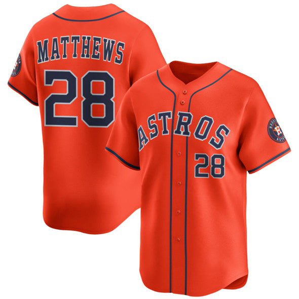 Houston Astros #28 Brice Matthews Orange Puhics 2025 Alternate Limited Stitched Jersey