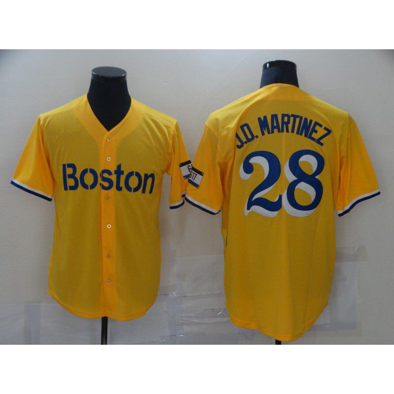Boston Red Sox #28 J.D.Martinez Yellow Puhics City Edition Game 2021 Jerseys