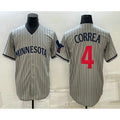 Minnesota Twins #4 Carlos Correa 2023 Grey Puhics Home Team Cool Base Stitched Jersey