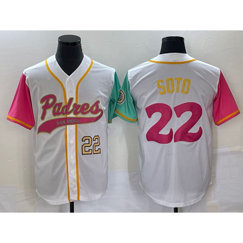 San Diego Padres #22 Juan Soto Number White Puhics NEW 2023 City Connect Cool Base Stitched Jersey