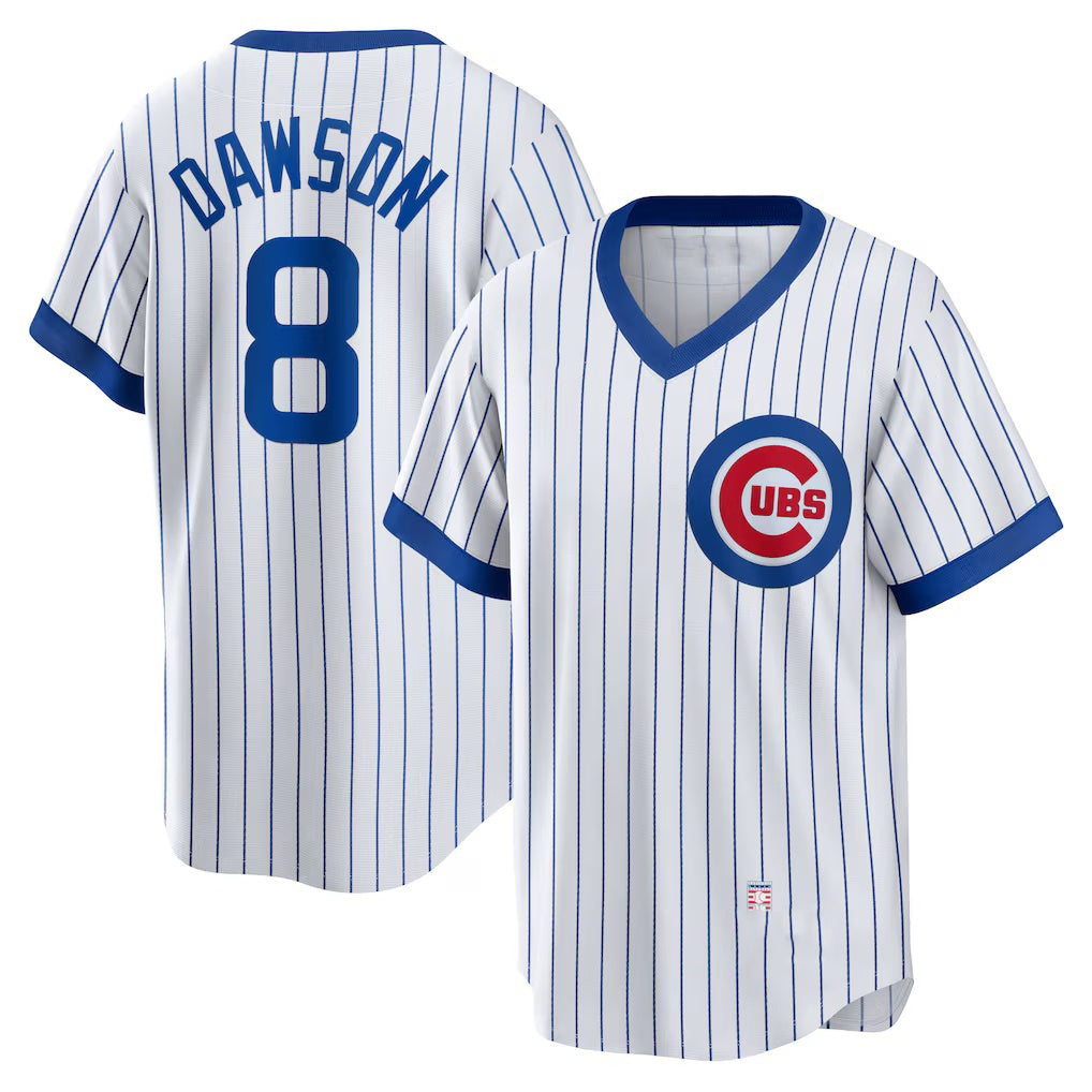 Chicago Cubs #8 Andre Dawson White Puhics Home Cooperstown Collection Player Jersey