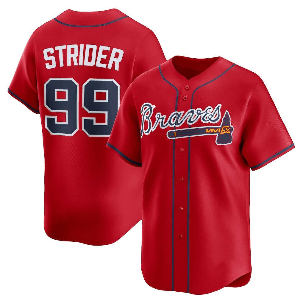 Atlanta Braves #99 Spencer Strider Red Puhics Alternate Limited Player Jersey