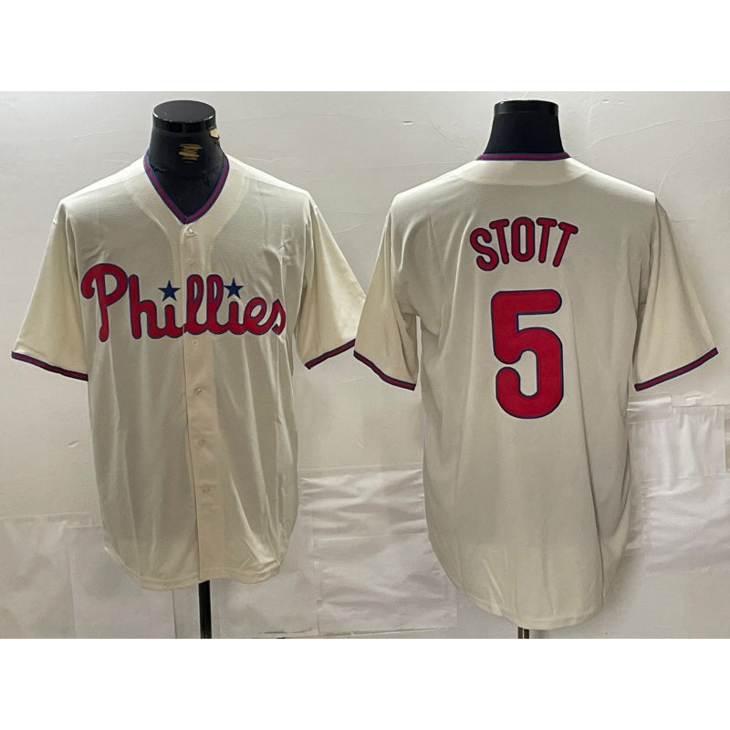 Philadelphia Phillies #5 Bryson Stott Cream Puhics Cool Base Jersey