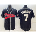 Atlanta Braves #7 Dansby Swanson Black Puhics Cool Base Stitched Jersey