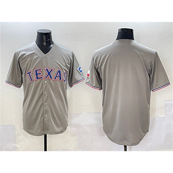 Texas Rangers Blank Gray Puhics With Patch Cool Base Stitched Jersey