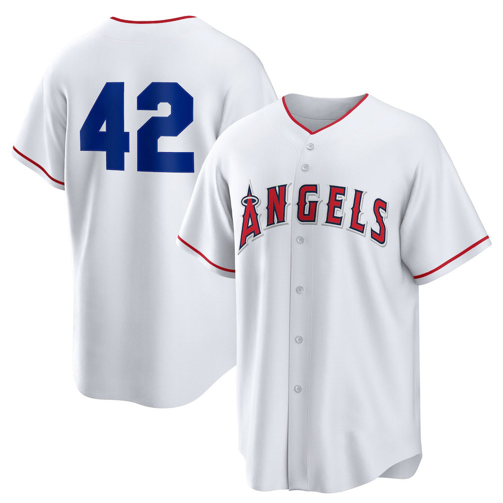 Los Angeles Angels #42 Jackie Robinson White Puhics Home 2025 Day Replica Jersey