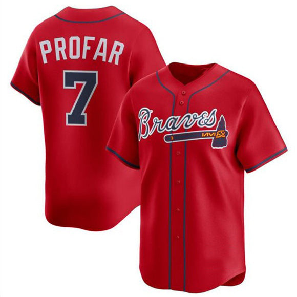 Atlanta Braves #7 Jurickson Profar Red Puhics 2025 Alternate Limited Stitched Jersey