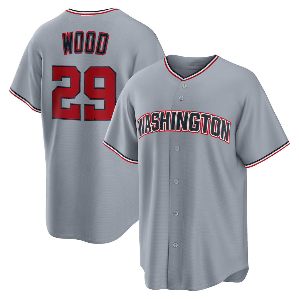 Washington Nationals #29 James Wood Gray Puhics Road Replica Jersey