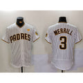 San Diego Padres #3 Jackson Merrill White Puhics With PS Patch Stitched Flex Base Jersey 2