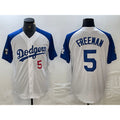 Los Angeles Dodgers #5 Freddie Freeman Number White Blue Puhics Fashion Stitched Cool Base Limited Jerseys