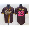 San Diego Padres #23 Fernando Tatis Jr Brown Puhics NEW 2023 City Connect Cool Base Stitched Jersey 2