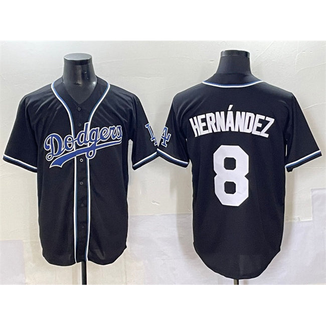Los Angeles Dodgers #8 Enrique Hern¨¢ndez Black Puhics Fashion Stitched Jersey
