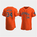 Houston Astros #34 Nolan Ryan Orange Puhics 60th Anniversary Flex Base Stitched Jersey