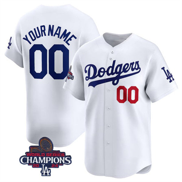 Custom Los Angeles Dodgers ACTIVE PLAYER White Puhics 2024 World Series Champions Home Limited Stitched Jersey