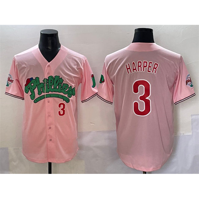 Philadelphia Phillies #3 Bryce Harper Pink Puhics Phanatic Limited Stitched Jersey