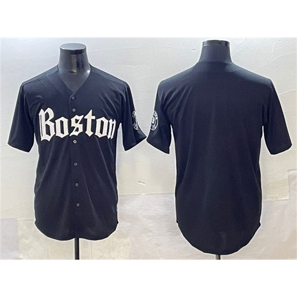 Boston Red Sox Blank Black Puhics Gothic Vapor Limited Stitched Jersey