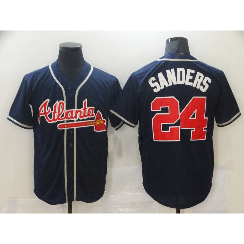 Atlanta Braves #24 Sanders Blue Puhics Game Jerseys