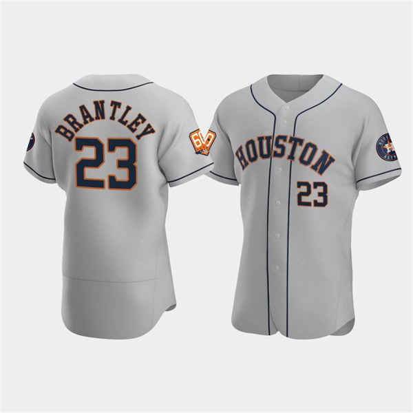 Houston Astros #23 Michael Brantley Gray Puhics 60th Anniversary Flex Base Stitched Jersey