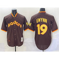 San Diego Padres #19 Tony Gwynn Brown Puhics Throwback Stitched Jersey