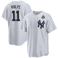 New York Yankees #11 Anthony Volpe White Puhics 2024 World Series With Name Cool Base Stitched Jersey